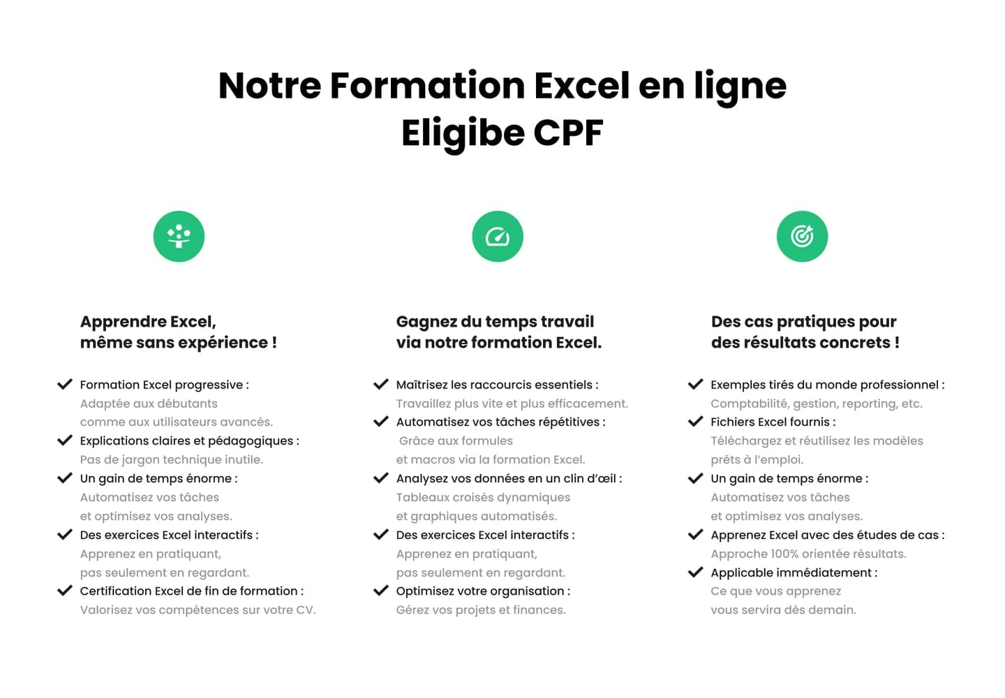 Apprendre Excel, section 1 du site