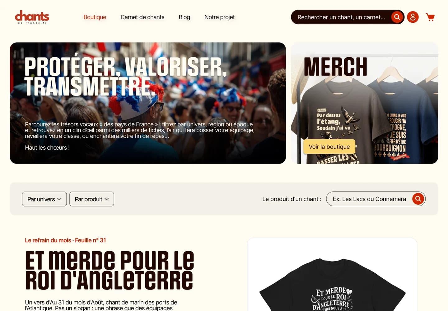 Chants de France, section 1 du site