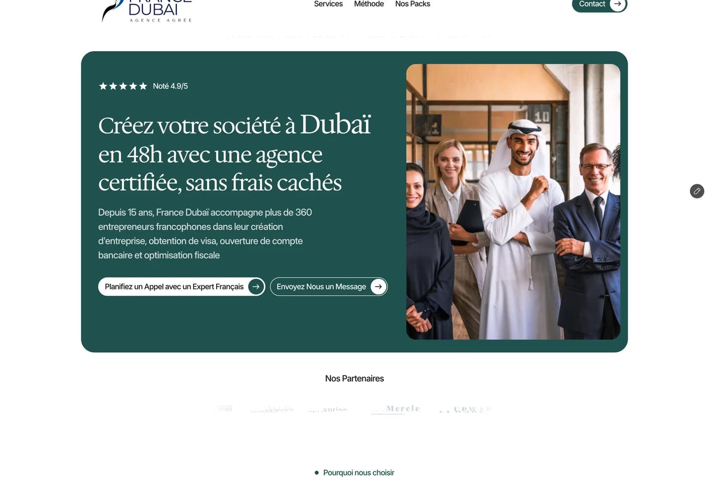 France Dubai, section 1 du site