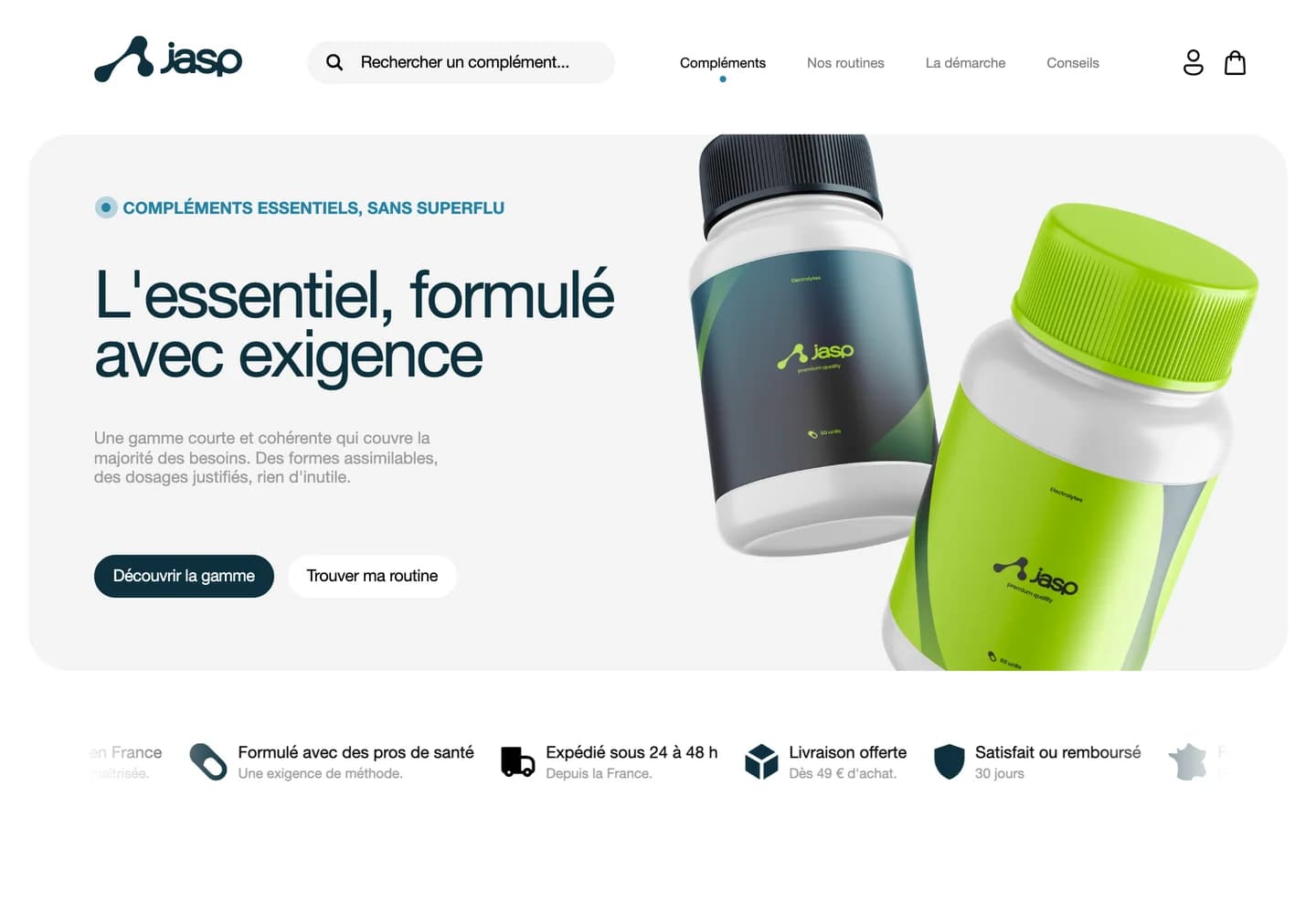 JASP, section 1 du site