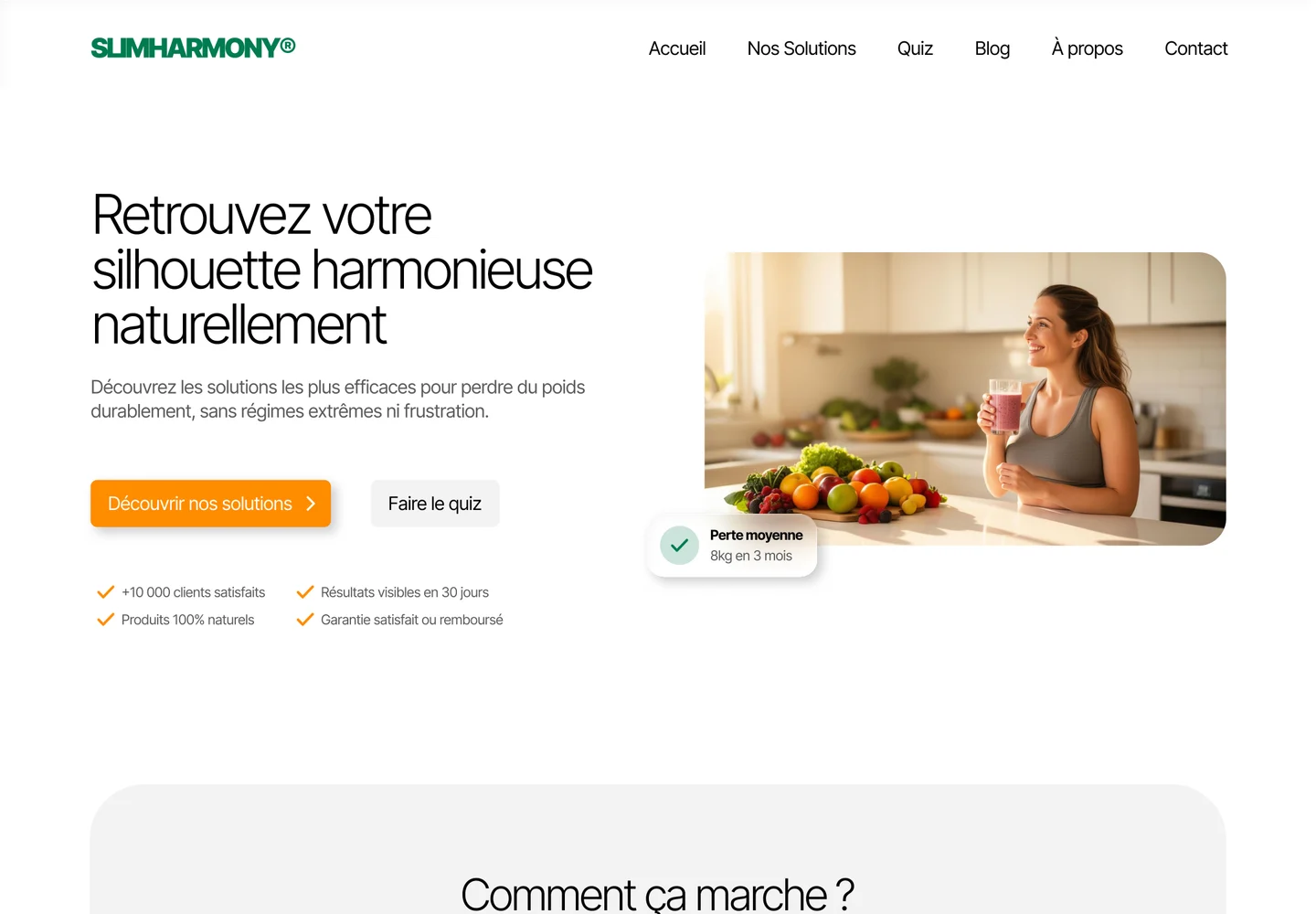 SlimmHarmony, section 1 du site