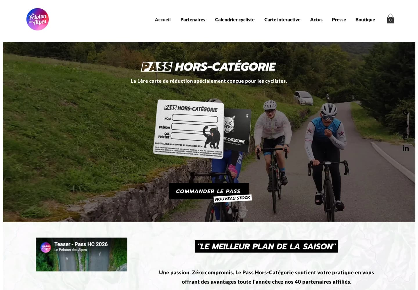 Le Peloton des Alpes, section 1 du site