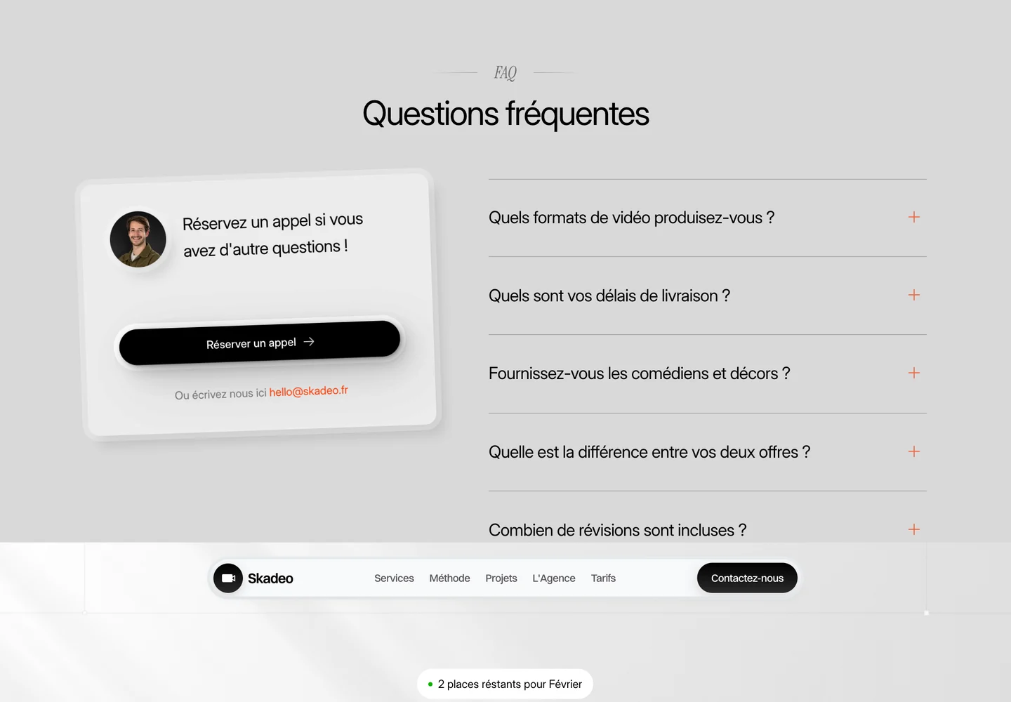 Skadeo, section 4 du site
