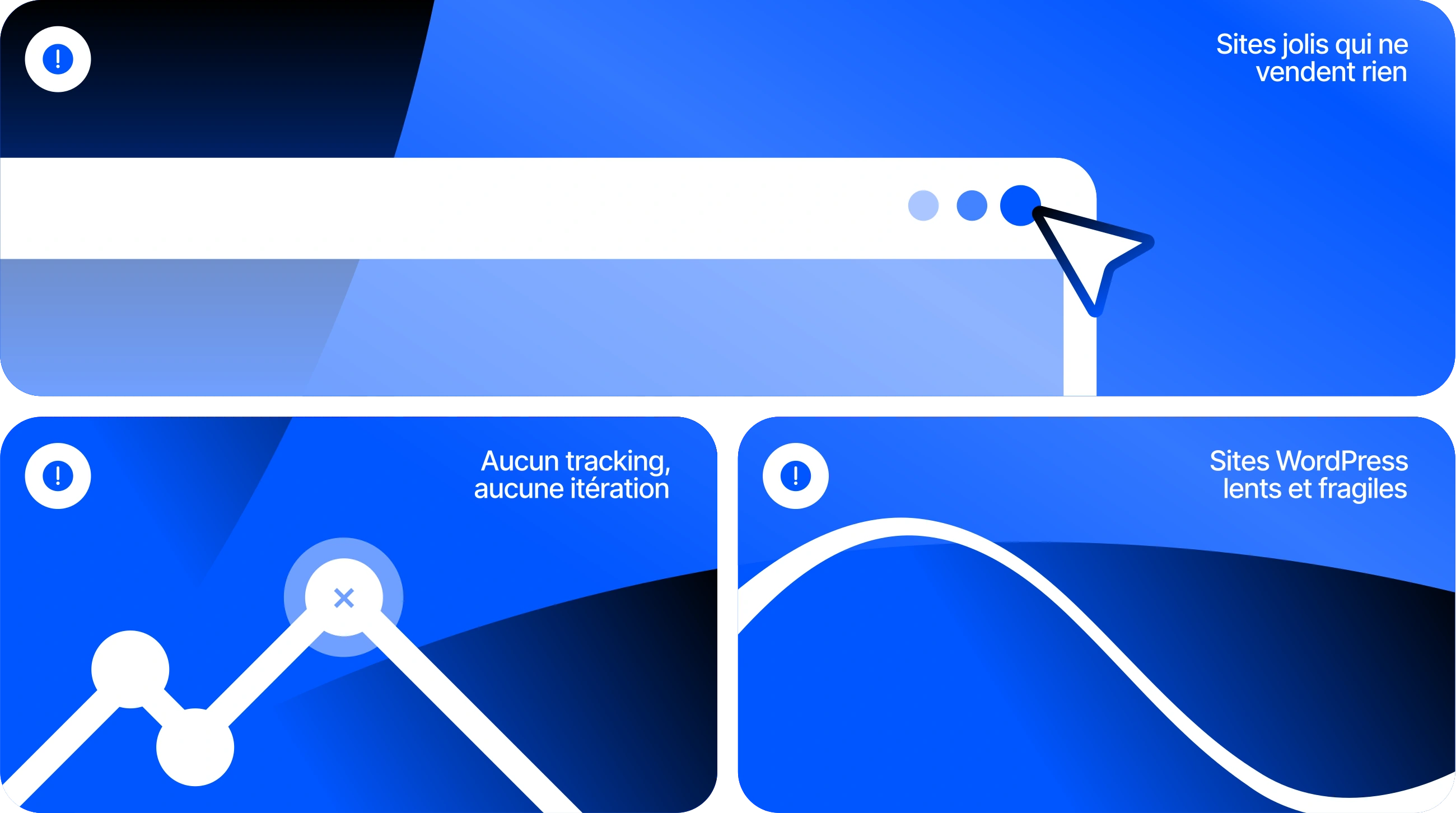 Sites jolis qui ne vendent rien, aucun tracking ni itération, sites WordPress lents et fragiles